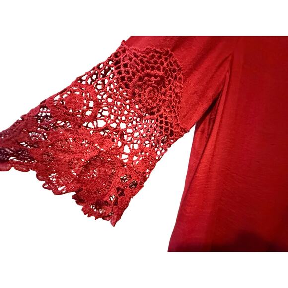 New York & Company Women’s Dark Orange Midi Shift Dress With Crochet Size L - Picture 3 of 14